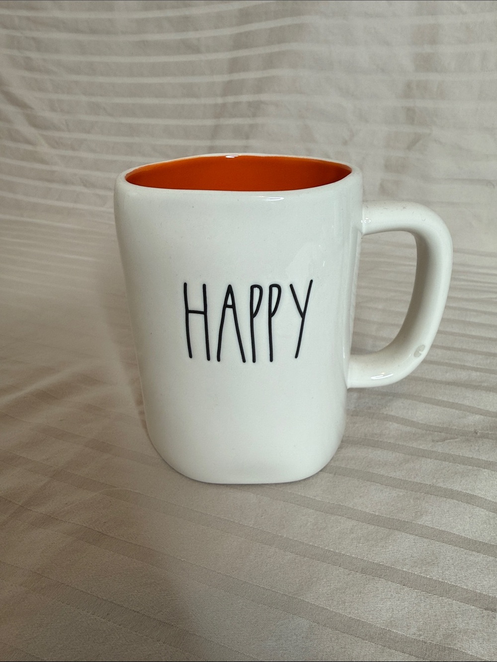 Rae Dunn double sided White Mug with Orange Interior - HAPPY HALLOWEEN